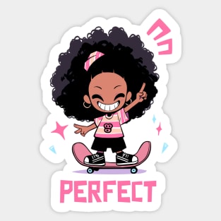 Happy Girl on Skateboard. Perfect Sticker